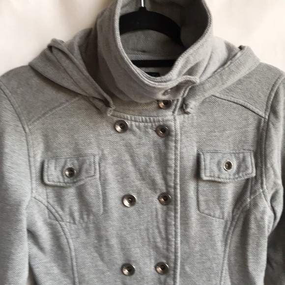 Ezekiel gray herringbone double-breasted hoodie jacket, size M - Picture 2 of 13